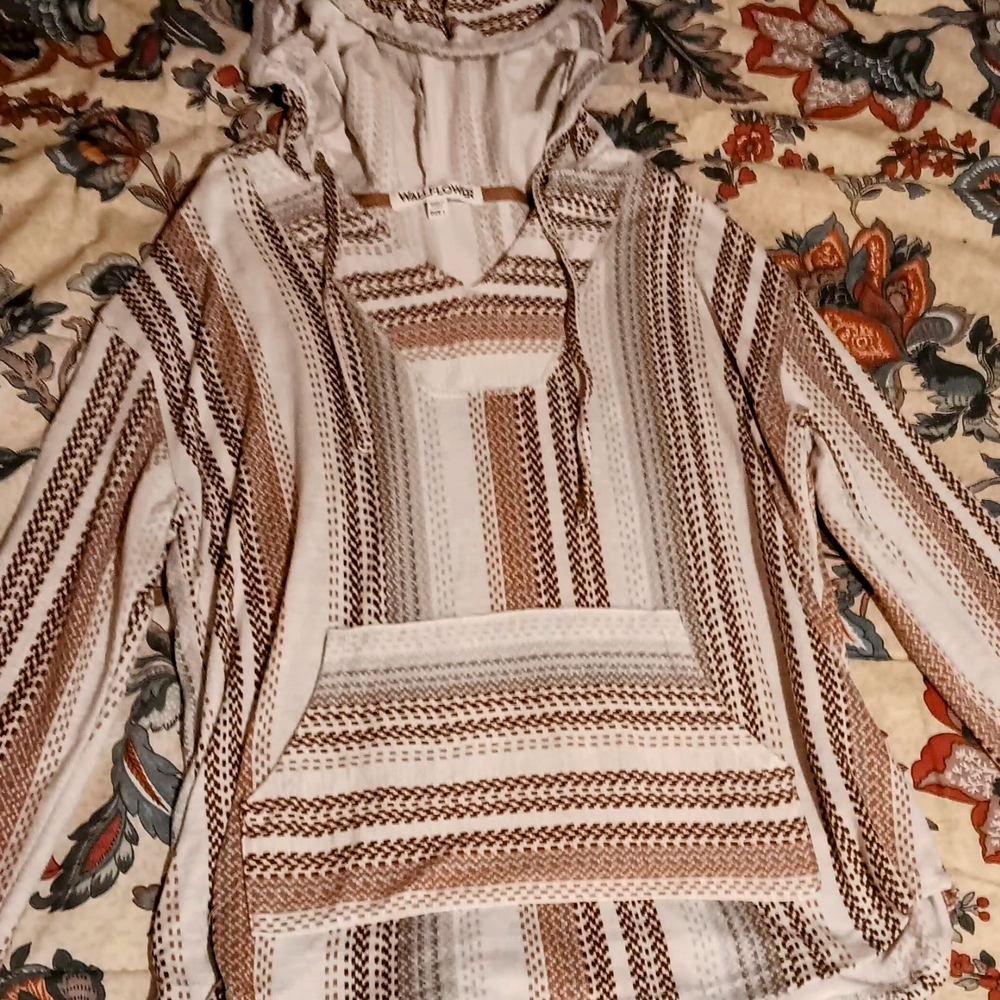Wallflower Brown and Cream Crew Neck Sweater with Stripes - Picture 2 of 3